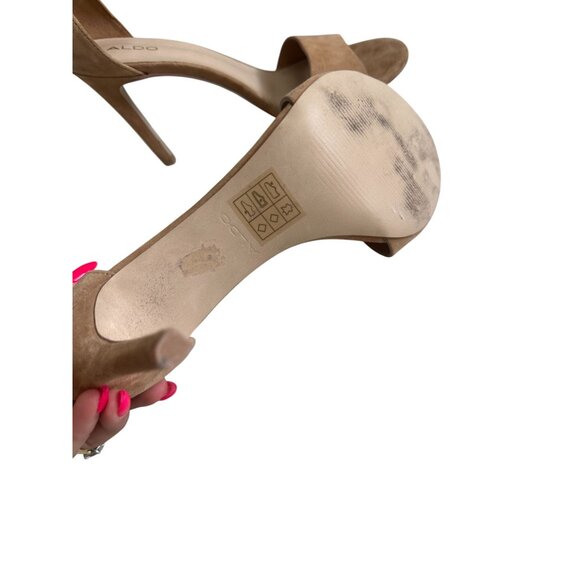 ALDO Beige Ankle Strap Sandals Heels Size 8 - Picture 5 of 9